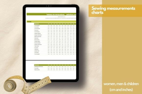 Download Sewing Measurements Chart Women,men,kids - Women Collection